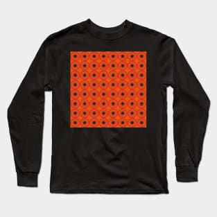 retro seventies burnt orange geometrical pattern Long Sleeve T-Shirt